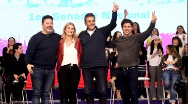 Massa, Kicillof y Magario y una postal de fortaleza en un acto en Merlo