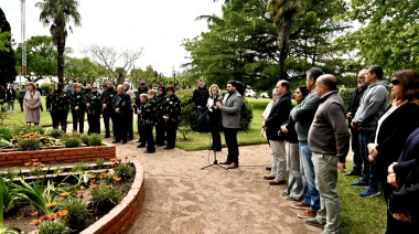 Egüen encabezó el 90° aniversario de Agustín Mosconi con la inauguración de luminarias LED